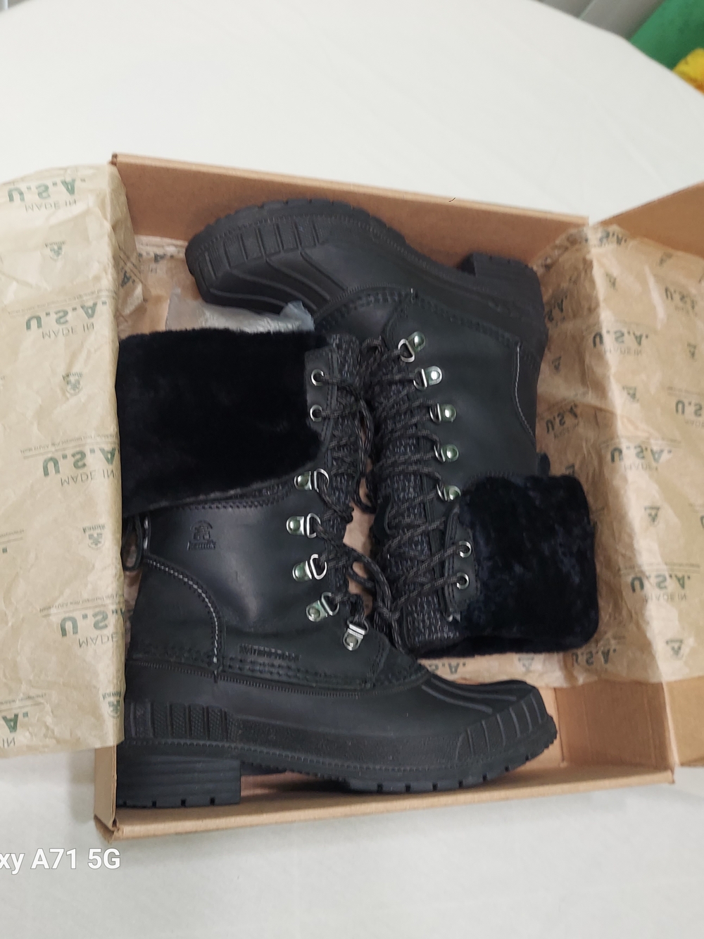 KAMIK Sienna F2 Black Waterproof Winter Lace-Up Boots with Faux Fur Cuff